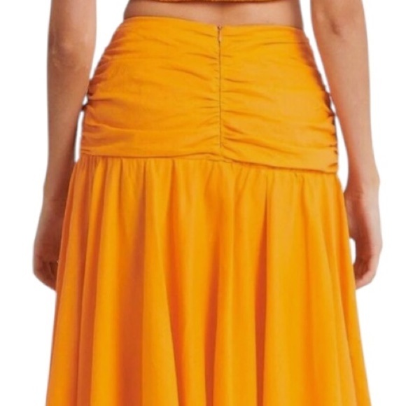 Charlie Holiday Marcey Midi Skirt Apricot Cotton Linen US 8 - Picture 10 of 11